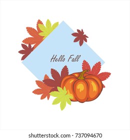 autumn leaves and pumpkins, template for postcard, advertisement, invitation, vector illustration