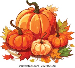 Autumn Leaves and Pumpkins vector design