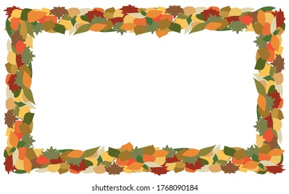 Autumn Leaves. Rectangle frame template. Vector illustration for horizontal and vertical  promo banner or flyer