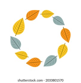 El otoño deja el borde redondo. Ilustración vectorial.