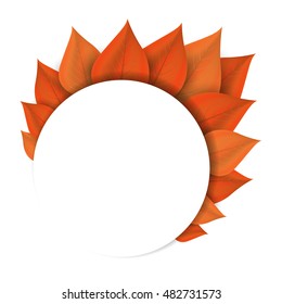 autumn leaves round frame. Vector Illustration
