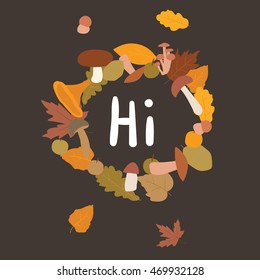autumn leaves round frames on a dark background