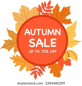 Autumn Leaves Sale Badge Vector Illustration