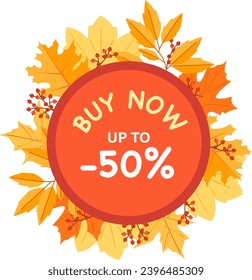 Autumn Leaves Sale Badge Vector Illustration