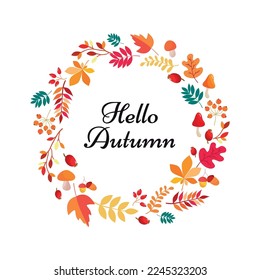 Autumn leaves sale frame. Autumn sale flyer template with lettering. Bright banner for autumn sale in frame from leave