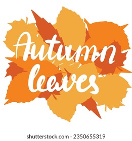 Autumn leaves, saying text. Autumn handwriting text. Fall quote. Autumn short phrase composition. Vector illustration.
