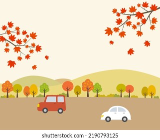 Autumn leaves scenery and background material while driving