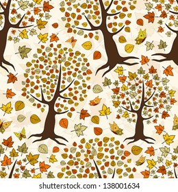 Autumn leaves seamless background.