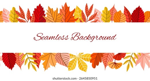 Autumn Leaves Seamless Background with Decorative Frame