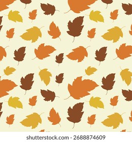 Herbst hinterlässt nahtlosen Hintergrund | Herbstsaison-Muster | Warme orange und braune Blattdekoration