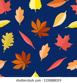 Autumn leaves seamless background, vector illustration