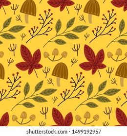 autumn leaves seamless background, vector illustration