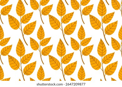 Der Herbst hinterlässt einen nahtlosen Hintergrund. Vektorgrafik von Pflanzen einzeln auf weißem Hintergrund