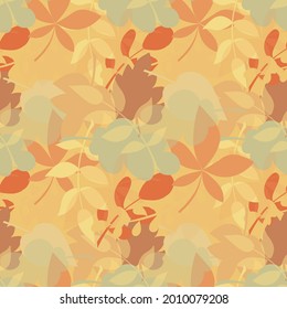 Autumn leaves seamless colorful pattern art design element season specific illustration for web, for print, for wallpaper, for fabric print