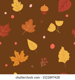 Autumn leaves in seamless pattern