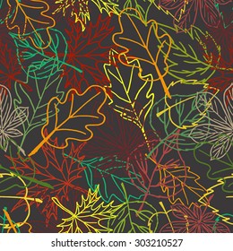 Autumn leaves seamless pattern