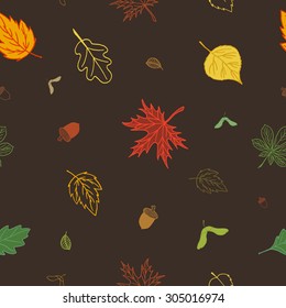 Autumn leaves seamless pattern