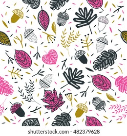 Autumn leaves. Seamless pattern.