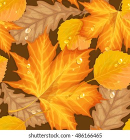 Autumn leaves seamless pattern. 