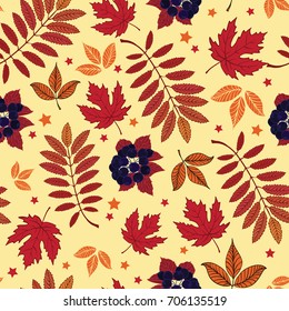 Autumn leaves seamless pattern
