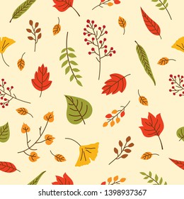 Autumn Leaves Seamless Pattern for Background and Wallpaper
