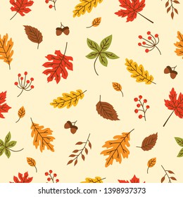 Autumn Leaves Seamless Pattern for Background and Wallpaper