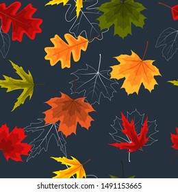 Autumn Leaves Seamless Pattern Background Vector Illustration EPS10