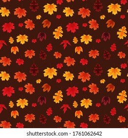 Otoño Sale de un Vector de fondo de patrón sin soldadura Ilustración EPS10