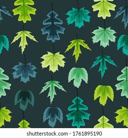 Autumn Leaves Seamless Pattern Background Vector Illustration EPS10