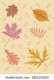 El otoño deja un vector de fondo de patrón sin fisuras