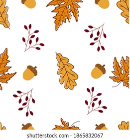 Autumn leaves seamless pattern background vector