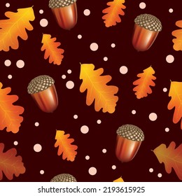 Autumn leaves seamless pattern background, vector illustration