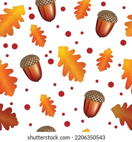 Autumn leaves seamless pattern background, vector illustration