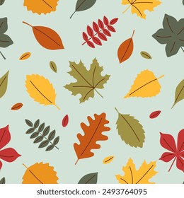 Autumn leaves seamless pattern. Autumn leaves background.