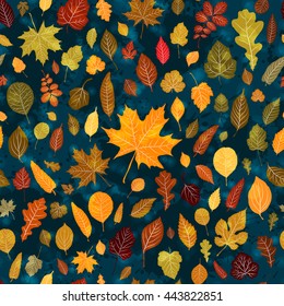 Autumn leaves seamless pattern background vector