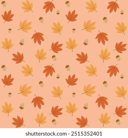 Hojas de otoño sin patrón de tono beige