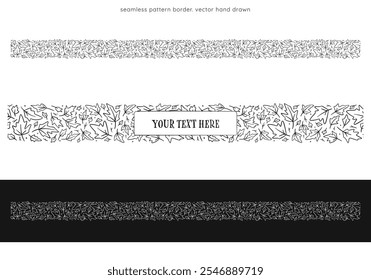 autumn leaves seamless pattern border hand drawn doodle style