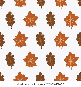 El otoño deja un patrón sin fisuras en colores marrón, rojo y blanco
