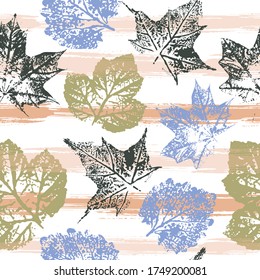 Autumn leaves. Seamless pattern, colorful background. Endless motif for textile decor and design.