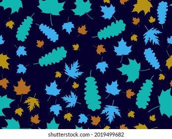 Autumn leaves seamless pattern. Colorful falling leaves, leaf fall. Oak and maple. Autumn background for printing, wrapping paper and advertising. Vector illustration