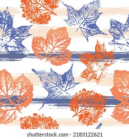 Autumn leaves. Seamless pattern, colorful background. Original creative illustration.