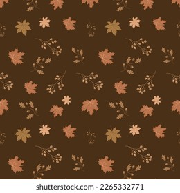 Autumn leaves seamless pattern with coloured background
