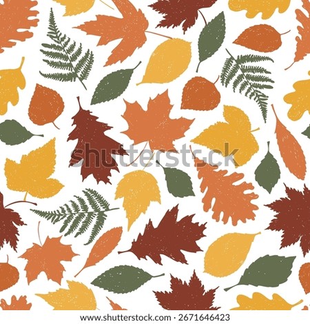 Autumn leaves seamless pattern decorated with textured leaves for wallpapers, scrapbooking, stationery, wrapping paper, textile prints, etc. EPS 10