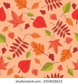 Autumn leaves. Seamless pattern. Autumn design for fabric, packaging, wallpaper, cover.