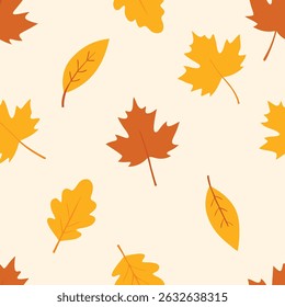 autumn leaves seamless pattern design for elegant design.