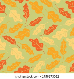 Autumn leaves seamless pattern dry leaf background