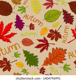 Autumn leaves, seamless pattern, endless background.