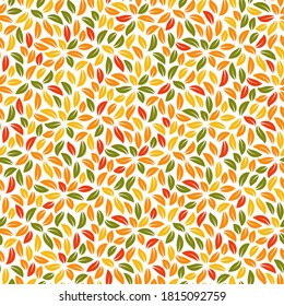 Autumn leaves seamless pattern. Fall foliage vector background.