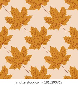 Autumn leaves seamless pattern. Fall theme in a bright and warm colors. Can use for print, template, fabric, presentation, textile, banner, poster, wallpaper, digital paper, scrapbook, instant downloa