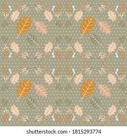 Autumn leaves seamless pattern. Fall theme in a bright and warm colors. Can use for print, template, fabric, presentation, textile, banner, poster, wallpaper, digital paper, scrapbook, instant downloa
